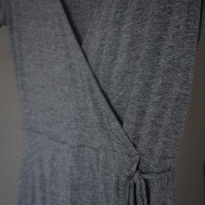 Grey short-sleeve mini Wrap Dress